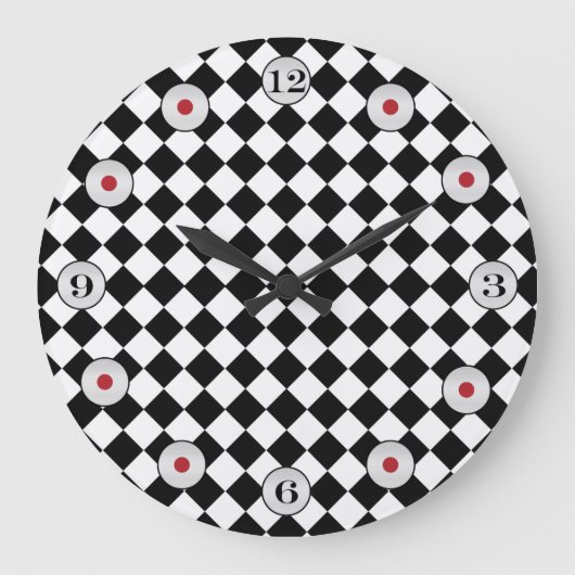 Black and White Diamond Pattern by Shirley Taylor Große Wanduhr (Vorderseite)