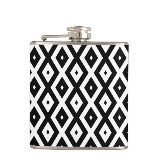 Black and white diamond pattern flachmann (Vorderseite)