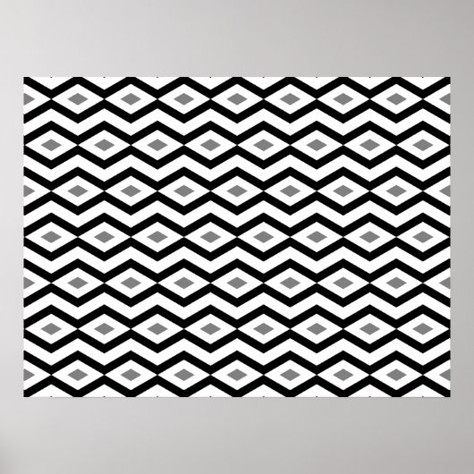 Black and White Diamond Zigzag Poster (Vorne)