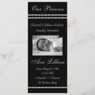 Black and White Diamonds Baby-Geburtstagskündigung Ankündigung