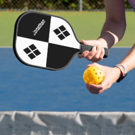 Black and White Diamonds | Custom Modern Geometric Pickleball Schläger