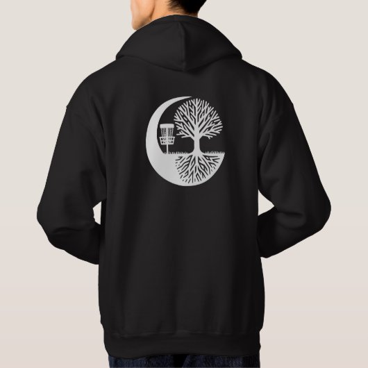 Black and white Disc Golf and Tree Roots   Hoodie (Rückseite)