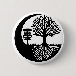 Black and White Disc Golf Silhouette  Button