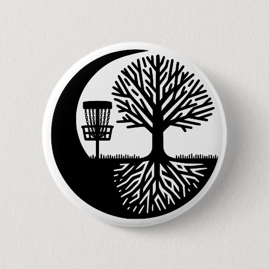 Black and White Disc Golf Silhouette Button (Vorderseite)