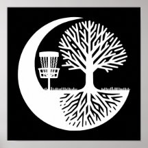 Black and White Disc Golf Silhouette