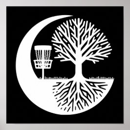 Black and White Disc Golf Silhouette Poster