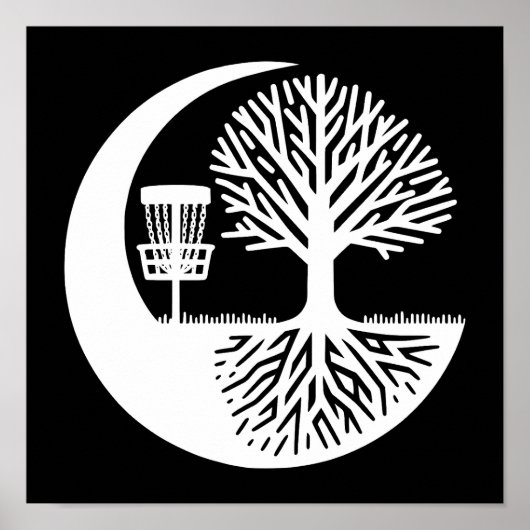 Black and White Disc Golf Silhouette Poster (Vorne)