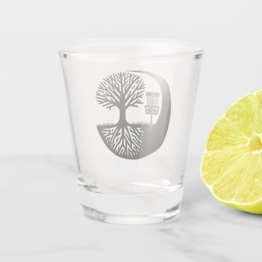 Black and White Disc Golf Silhouette  Schnapsglas (Rückseite)