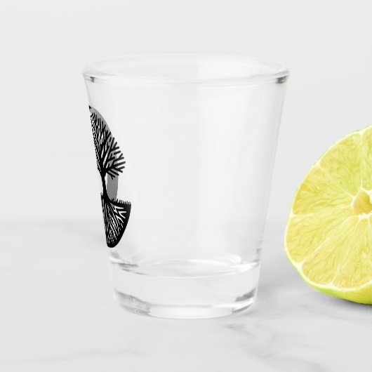 Black and White Disc Golf Silhouette  Schnapsglas (Rechts)