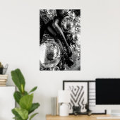 Black and White Disco Ball Print, Cocktail Poster (Heimbüro)