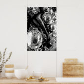 Black and White Disco Ball Print, Cocktail Poster (Küche)