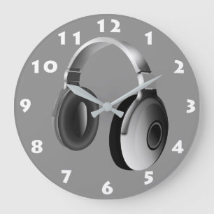 BLACK AND WHITE DJ HEADPHONES WITH WHITE NUMBERS GROßE WANDUHR