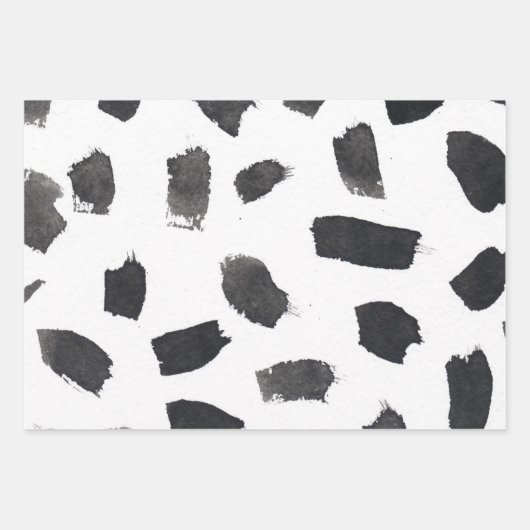 Black And White Doodle Shapes Stripe Drop Patterns Geschenkpapier Set (Vorderseite 3)