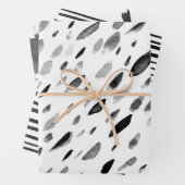 Black And White Doodle Shapes Stripe Drop Patterns Geschenkpapier Set (Beispiel)