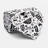 Black and White Doodles Custom Necktie Krawatte (Gerollt)