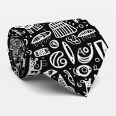 Black and White Doodles Custom Necktie Krawatte (Gerollt)