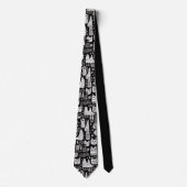 Black and White Doodles Custom Necktie Krawatte (Vorderseite)