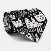 Black and White Doodles Custom Necktie Krawatte (Gerollt)