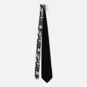 Black and White Doodles Custom Necktie Krawatte (Rückseite)