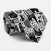 Black and White Doodles Custom Necktie Krawatte (Gerollt)