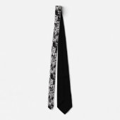 Black and White Doodles Custom Necktie Krawatte (Rückseite)