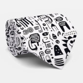 Black and White Doodles Custom Necktie Krawatte (Gerollt)