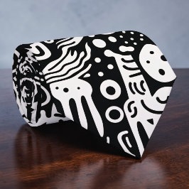Black and White Doodles Custom Necktie Krawatte