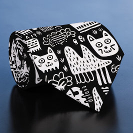 Black and White Doodles Custom Necktie Krawatte