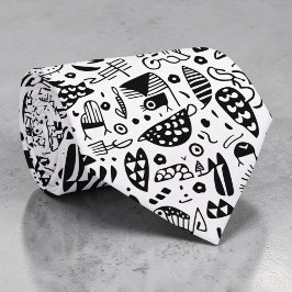 Black and White Doodles Custom Necktie Krawatte