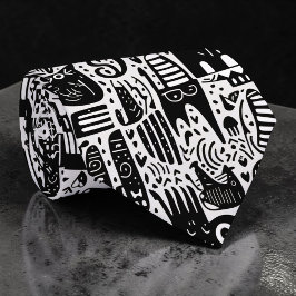 Black and White Doodles Custom Necktie Krawatte