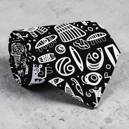 Black and White Doodles Custom Necktie Krawatte