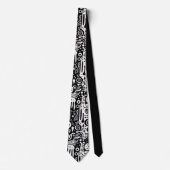 Black and White Doodles Custom Necktie Krawatte (Vorderseite)