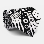 Black and White Doodles Custom Necktie Krawatte (Gerollt)