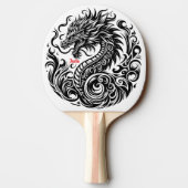 Black and White Dragon Personalized Tischtennis Schläger (Rückseite)
