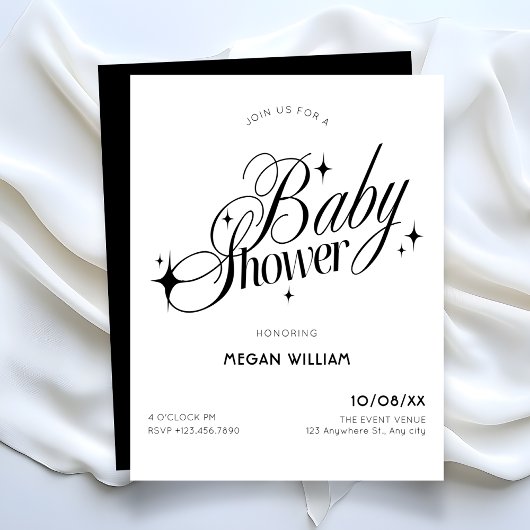 Black and white elegant baby shower einladung