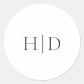Black and White Elegant Classic Wedding Runder Aufkleber (Vorderseite)