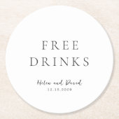 Black and White Elegant Classic Wedding Runder Pappuntersetzer (Vorderseite)