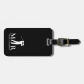 Black and White Elegant Golfer Gepäckanhänger (Vorderseite horizontal)