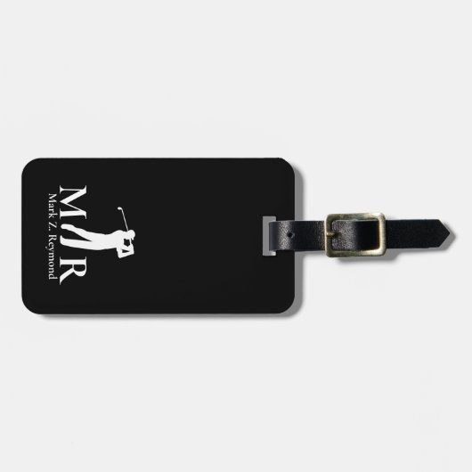 Black and White Elegant Golfer Gepäckanhänger (Vorderseite horizontal)