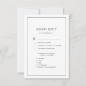 Black and White Elegant Minimalist Border Wedding RSVP Karte (Vorderseite)