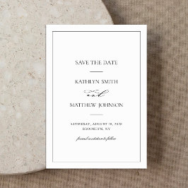 Black and White Elegant Minimalist Border Wedding Save The Date
