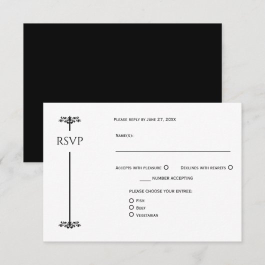 Black and White Elegant Minimalist RSVP | (Vorne/Hinten)