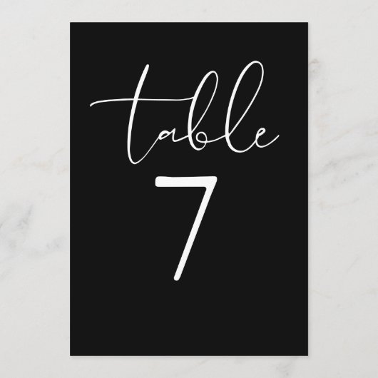 Black And White Elegant Modern Script Table Number Einladung (Rückseite)