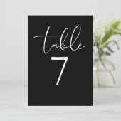 Black And White Elegant Modern Script Table Number Einladung (Stehend Vorderseite)
