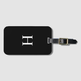 Black and White Elegant Monogram Luggage Tag Gepäckanhänger