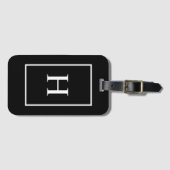 Black and White Elegant Monogram Luggage Tag Gepäckanhänger (Vorderseite (Horizontal))