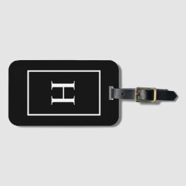 Black and White Elegant Monogram Luggage Tag Gepäckanhänger