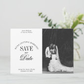 Black and White Elegant Save the Date Card (Stehend Vorderseite)