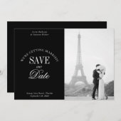 Black and White Elegant Save the Date Card (Vorne/Hinten)