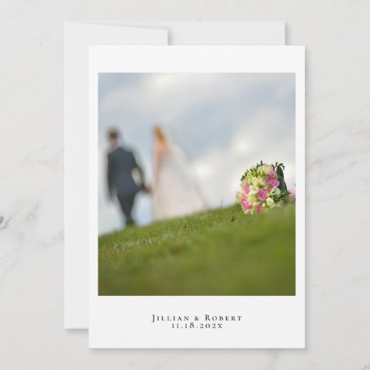 black and white elegant script wedding invitation einladung (Rückseite)